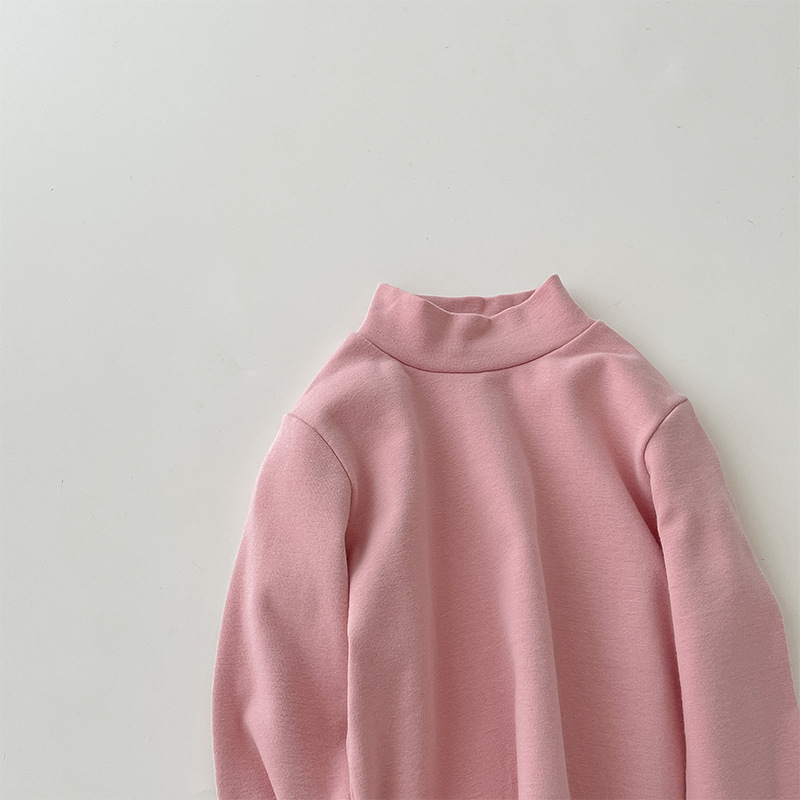 Camiseta de cuello medio elástica de 280 g para niños y niñas, estilo otoño 2026, talla 150-160