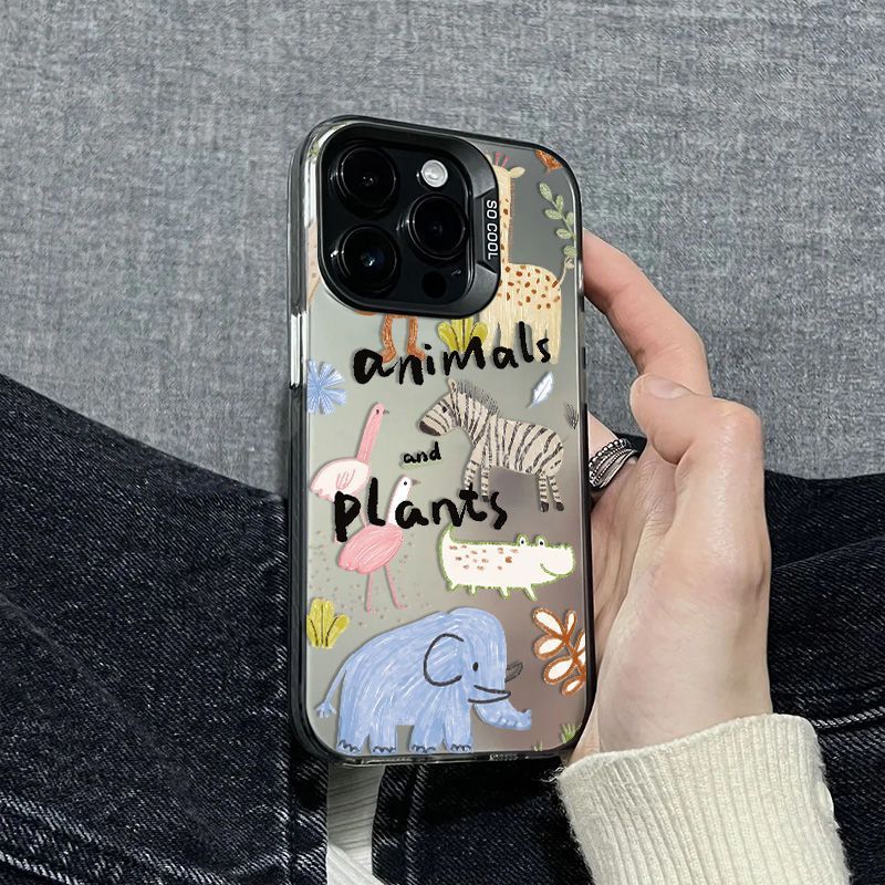 创意动物适用苹果16手机壳15promax高级感彩银14/13防摔壳16PRO