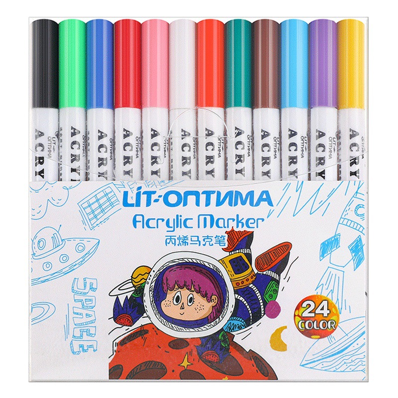 TikTok pintura cerámica impermeable pintura algodón núcleo acrílico marcador acrílico puede agregar tinta 24 colores a base de agua