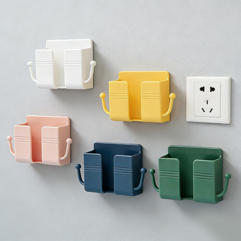 Remote Control Storage Box Wall-Mounted Bedside Mobile Phone Charging Bracket Storage Rack Hanging Rack Without Punching with Hook