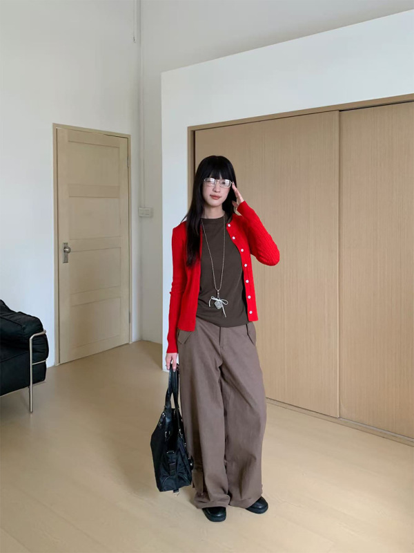 誉一新款2025秋季美式设计感工装休闲裤女宽松阔腿弯刀裤女c866|undefined