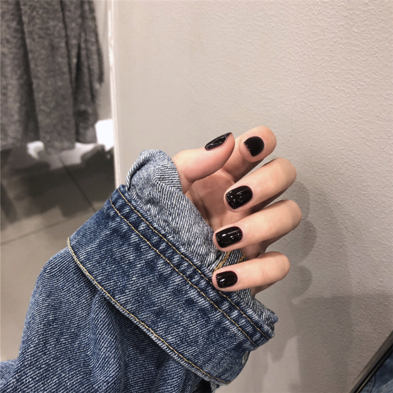 Yajena Mini Black Short Wearable Nails Pure Color Bean Nails Manicure Patches Fake Nails Removable Nails Yajena Mini Black Short Wearable Nails Pure Color Bean Nails Manicure Patches Fake Nails Removable Nails