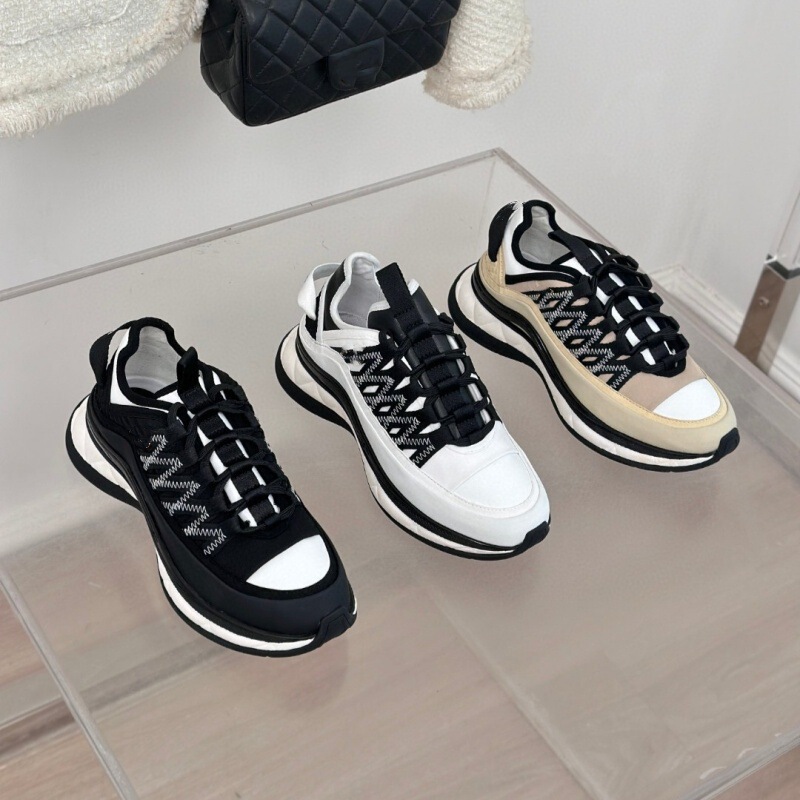 C Brand Style Panda Shoes for Women, Double C Wave Embroidery, Round Toe, Thick Sole, Height-Increasing, Sports Casual Dad Shoes for Women