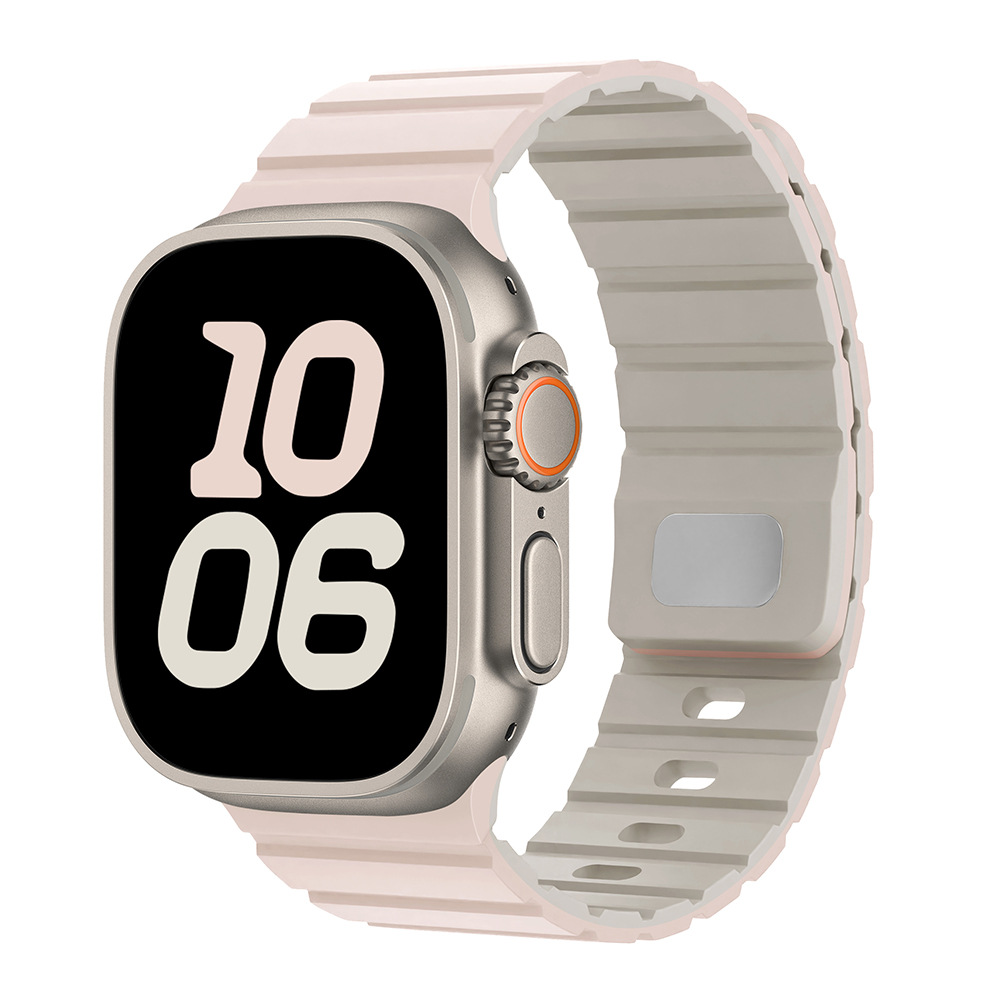 Para Apple Watch10 correa de reloj cuadrada botón magnetic silicona deportiva iWatch9SE hombre y mujer premium