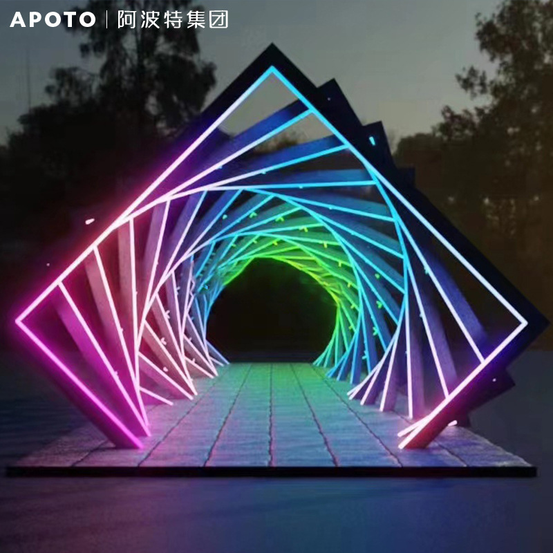 户外led幻彩拱门网红时光隧道灯光秀造型灯广场商业街亮化装饰灯