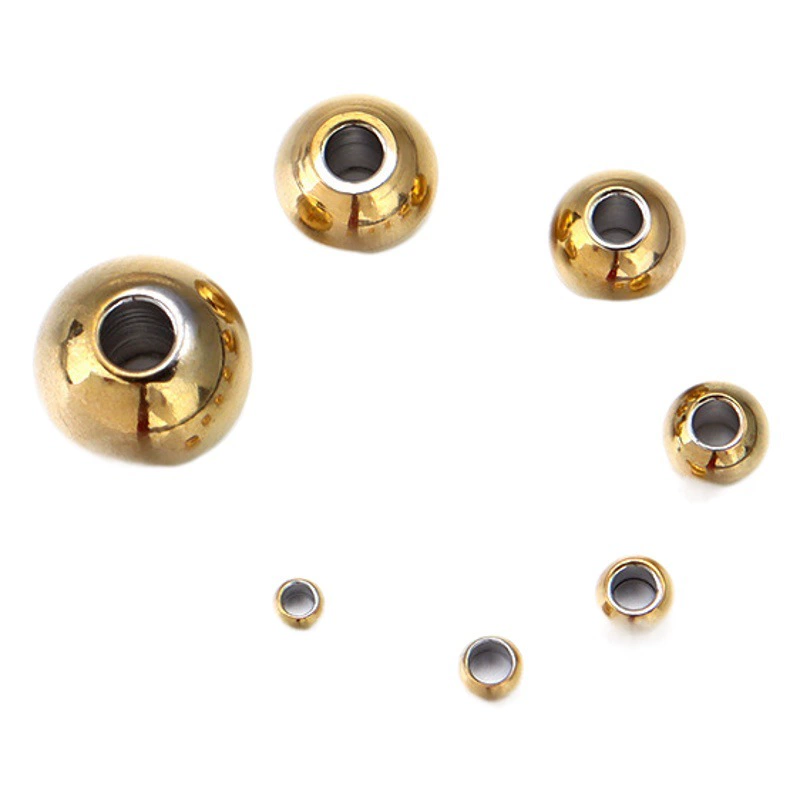 Стальные шарики из нержавеющей стали сквозные бусы разбросанные бусы из титановой стали бусы сплошные бусы дыры золотые бусы