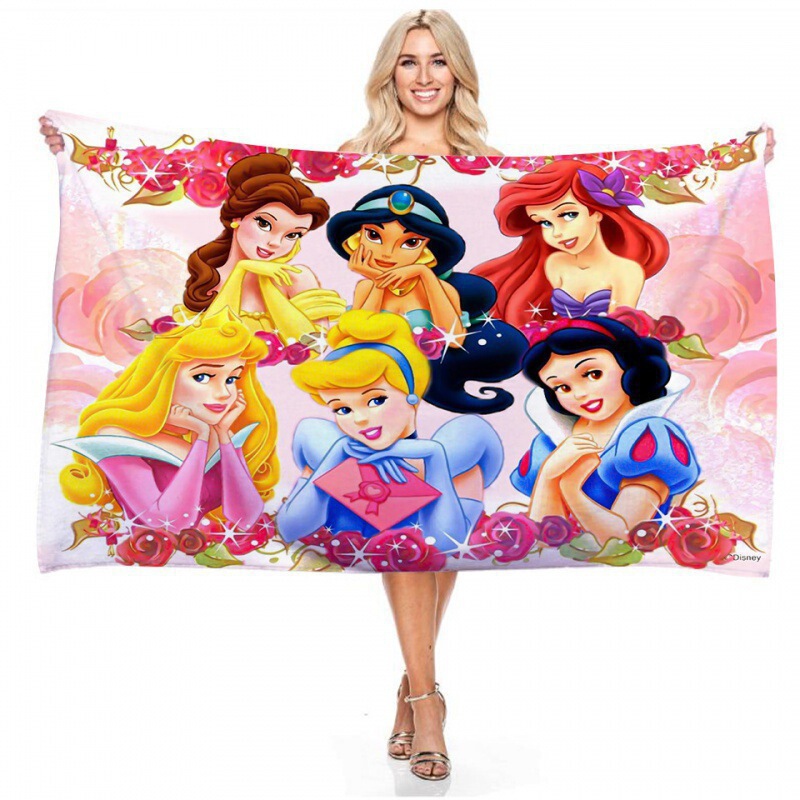 Cartoon Princess Mermaid Ice and Snow Legend Digital Printed Rectangular Beach Towel Bath Towel Microfiber