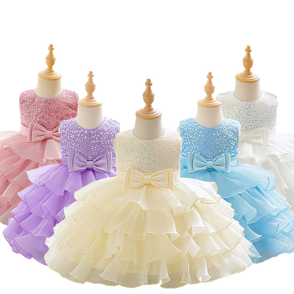 Vestido de niña de nuevo estilo, vestido de princesa sin mangas con lentejuelas, vestido de encaje, vestido de flores para boda