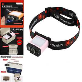 星战士跨境新款Type-C充电感应头灯 太阳能充电帽夹灯野营帐篷灯