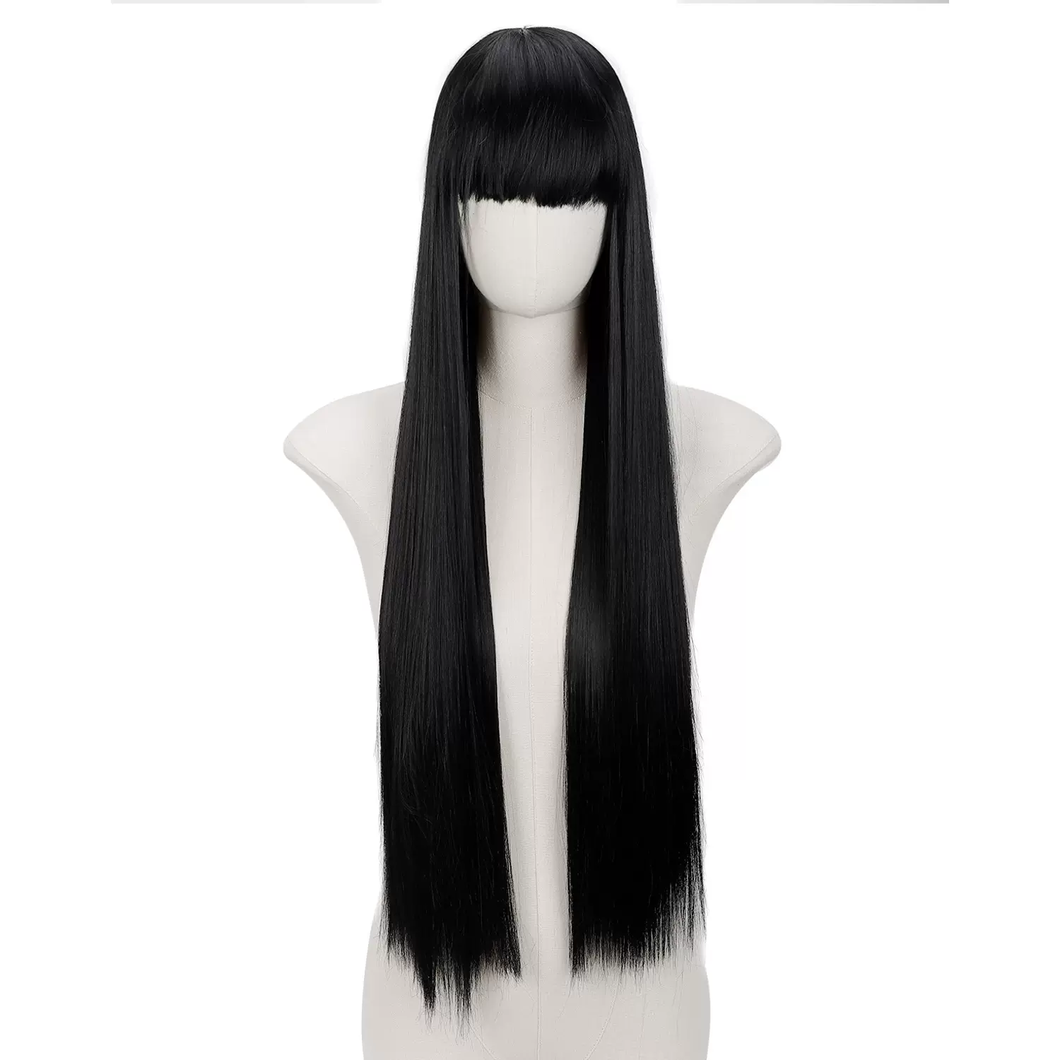 外贸黑长直假发80厘米长直发洛丽塔COSPLAY假发自然蓬松齐刘海