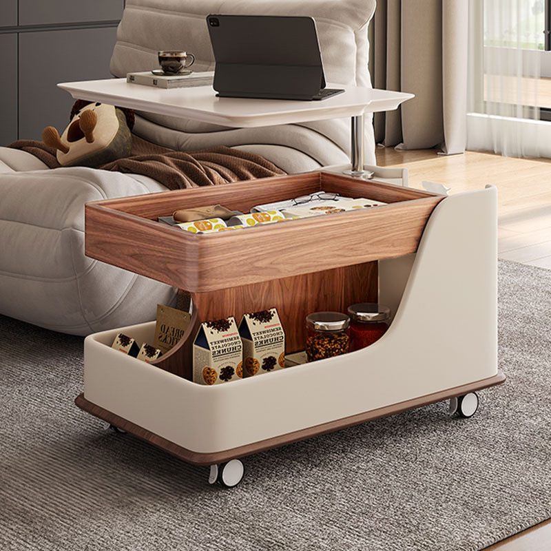 Elevación multifuncional de madera sólida creativa sala de estar casera mesa de té pequeña casa móvil sofá borde pequeño carro tabla de roca