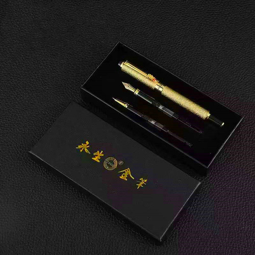 Yongsheng pen three-piece set iridium gold art signature pen student practice calligraphy office ink bag set metal pen