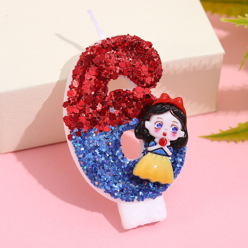 Amazon 白雪姫デジタルキャンドル青と白のカラーマッチング誕生日ケーキキャンドルクリエイティブ超光沢のあるキャンドル|undefined