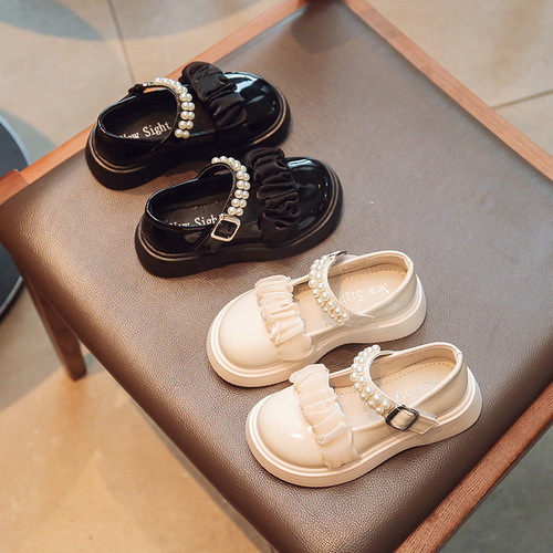 Girls' princess leather shoes  spring and autumn new soft-soled children's British style single shoes summer big children's black shoes