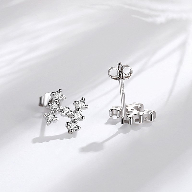 Pendientes de plata esterlina letra H pendientes de diamantes llenos 925 al por mayor de Europa y América del oído hueso Stud letras ins estilo Stud pendientes aguja de plata