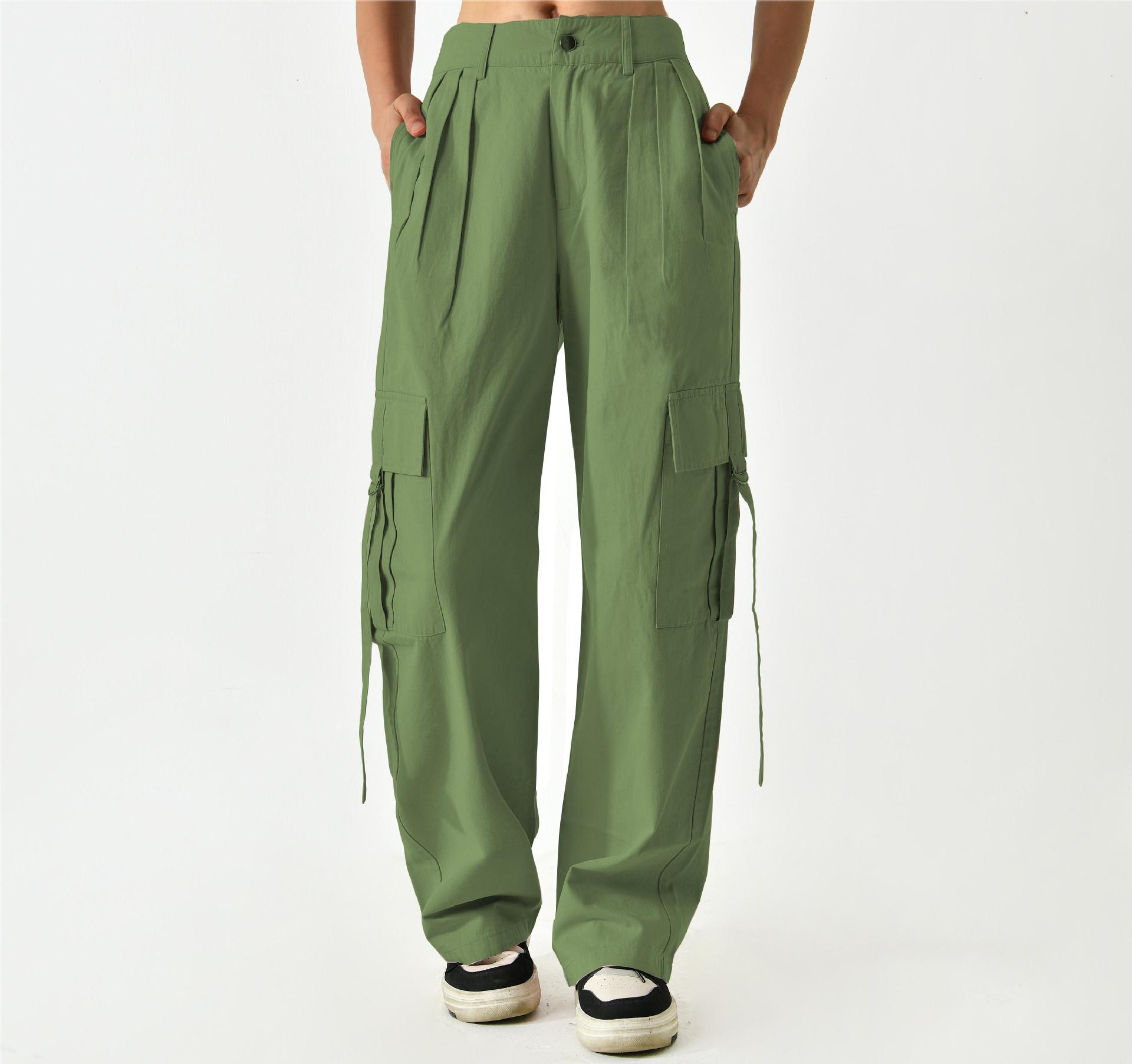 Pantalones de Trabajo Holgados para Mujer de Algodón, Corte Recto, Con Correas, para Estilo Urbano