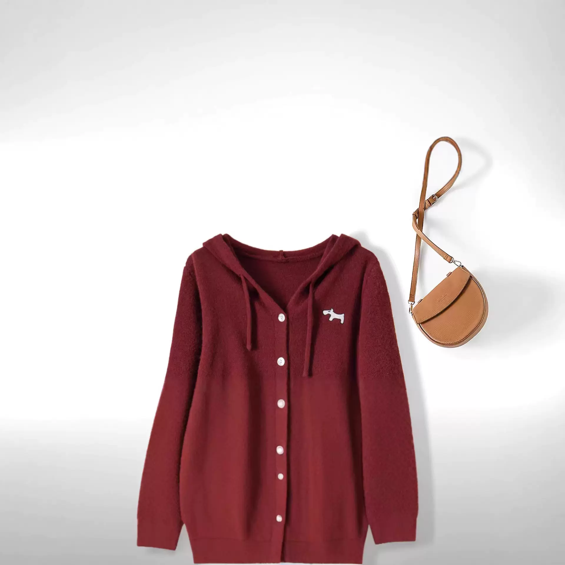 2026春装胖mm大码小狗连帽毛衣开衫外套韩系慵懒风针织衫