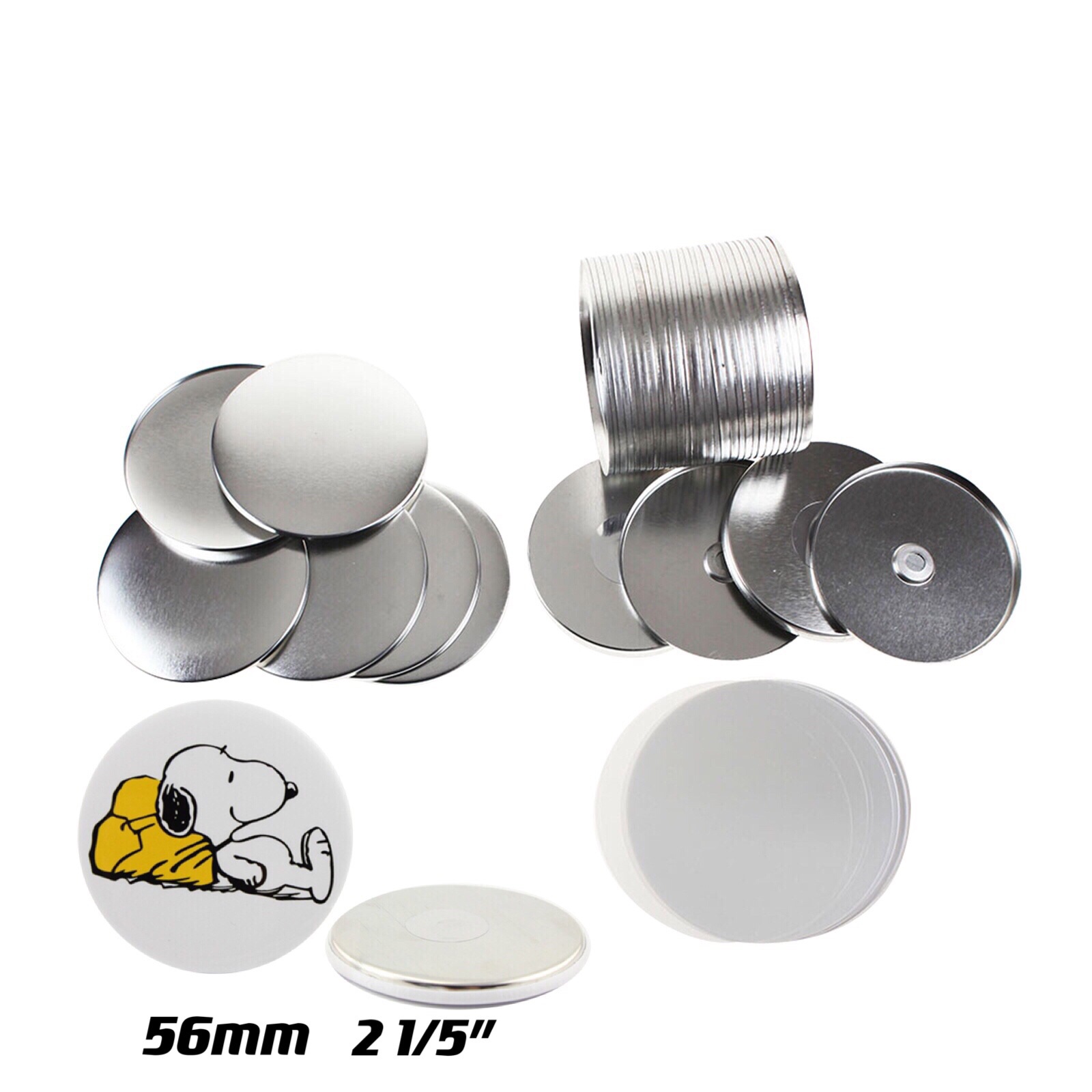 (2개) 공장 직접 56MM 자석 카드 배지 빈 소모품 둥근 냉장고 스티커 마그네틱 씰 웃는 얼굴 100 세트