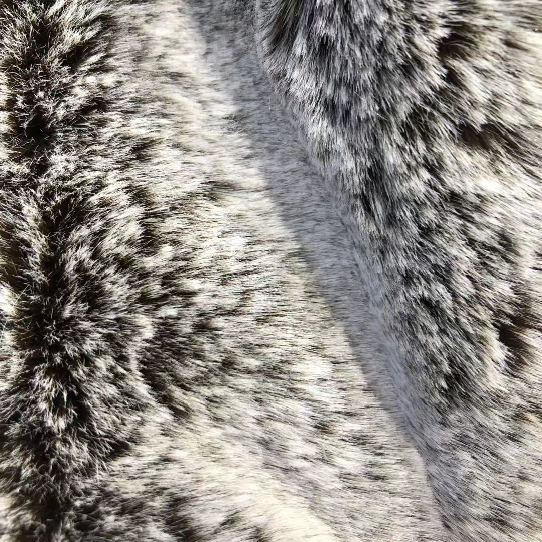 2CM tela de pelo de conejo ultra suave 1500G de doble color pelo de conejo blanqueado ropa de pelo cuello tela de peluche