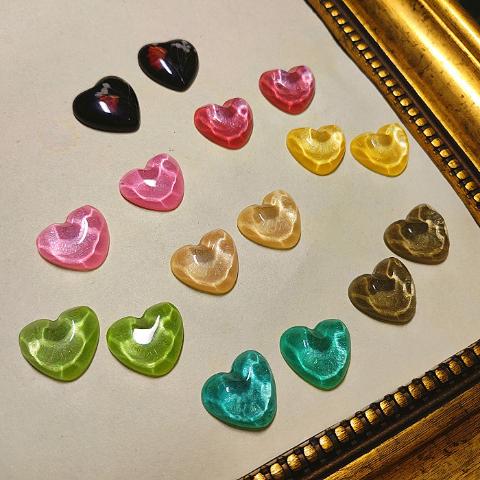 [Yifeina] Simple rainbow-colored heart-shaped stud earrings and clip-on earrings, a ring for women, designed to make you look younger