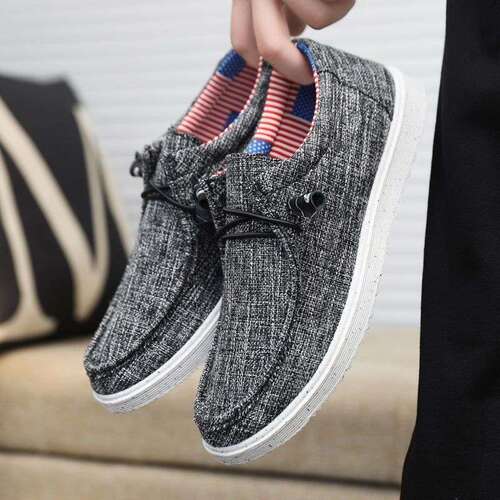 Breathable Canvas Spring Men's Shoes Summer Slip-on New Casual Lightweight Shoes, Versatile Leisure Shoes, Driving Shoes