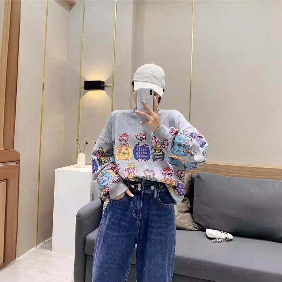 スウェットシャツ｜秋・コットン・長袖・カジュアル・プルオーバー・ラウンドネック・プリント|undefined