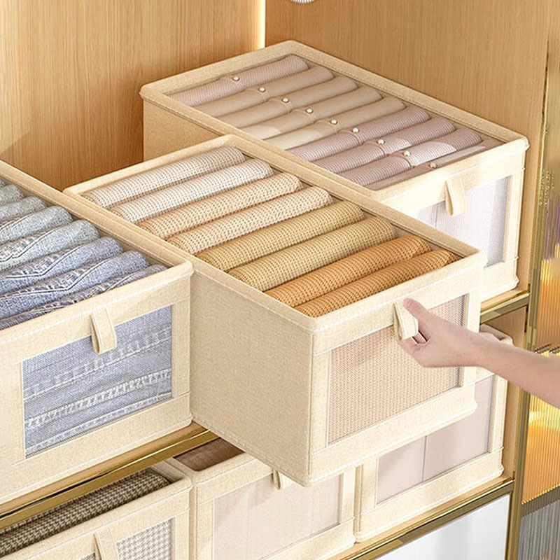 Oxford Cloth Storage Box with Window and Lid for Visible Clothing, Large Household Fabric Storage Bin for Clothes, Balcony Organizer Box