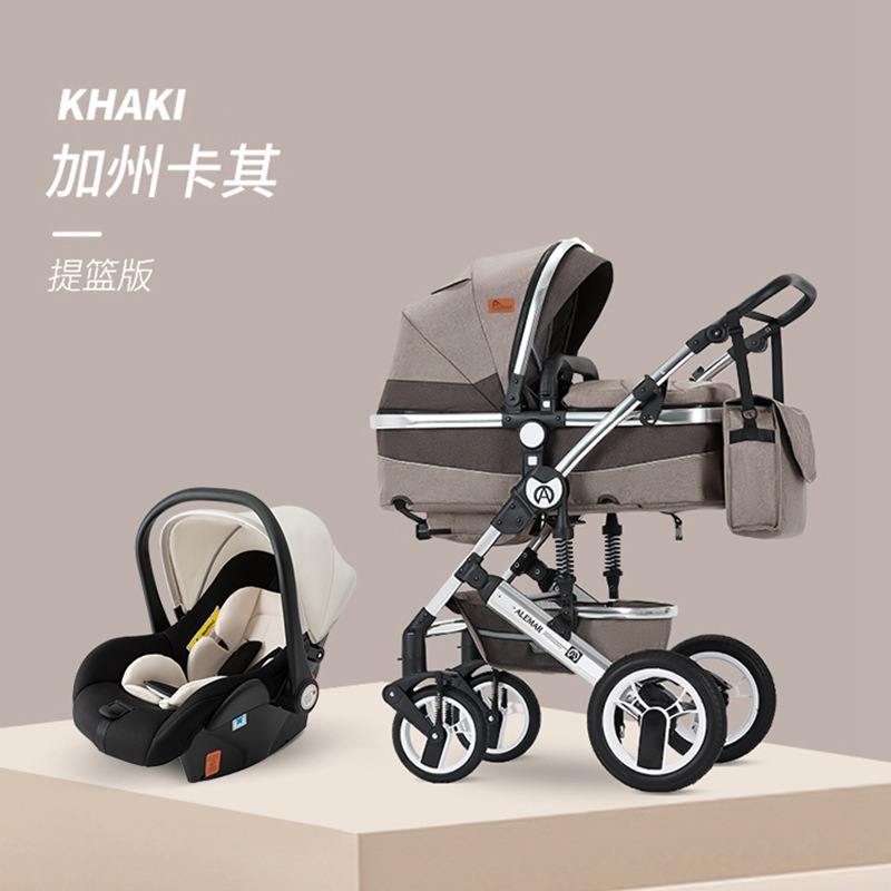 Cochecito cuatro en uno Asiento de seguridad para bebé recién nacido bidireccional Asiento de automóvil tipo cesta Cochecito tres en uno para bebé