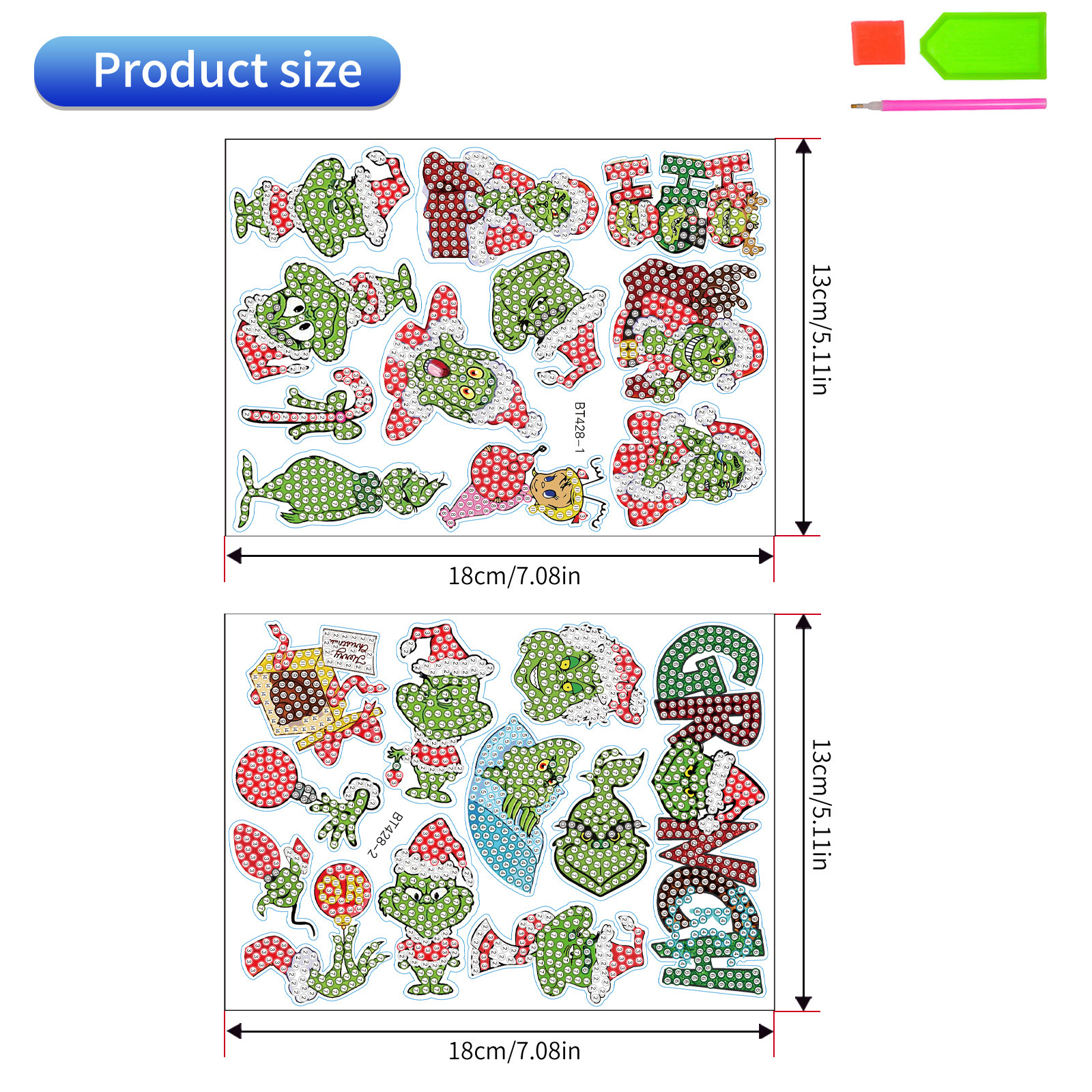 Ventas calientes de Navidad dibujos animados dibujos de diamante aleatorios DIY pegatinas de pared pegatinas hechas a mano pegatinas cristal brilante