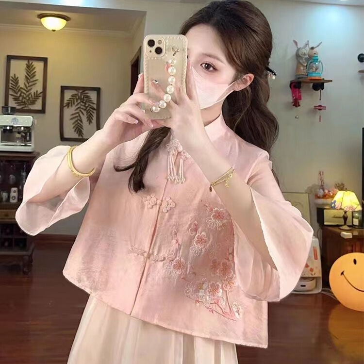 European and American Cross-Border Amazon National Style New Chinese Women's Embroidered Shirt Summer Loose Top Jacket Improved Hanfu European and American Cross-Border Amazon National Style New Chinese Women's Embroidered Shirt Summer Loose Top Jacket Improved Hanfu