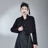 Black slanting short jacket 8023