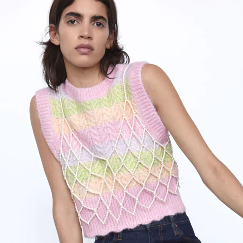 Fashion Grid Resin Beaded Necklace