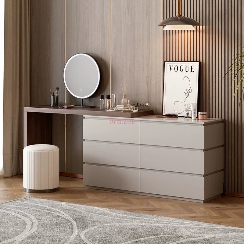 2024 новый туалетный столик из массива дерева, столик для макияжа в спальню, шкаф-стол, встроенный в стену, простой современный шкаф для хранения
