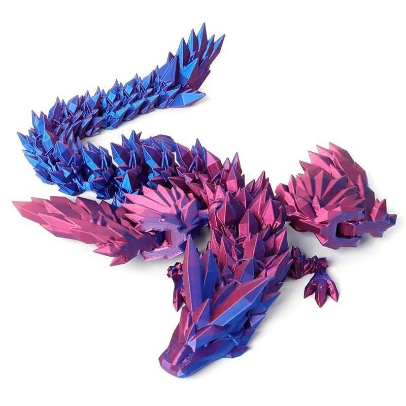 3D printed toy wings crystal dragon laser black technology stall small toy Chinese dragon ornaments joint dragon