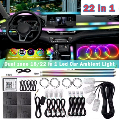 18iN1 Avtomobil Atmosfer İşığı Gizli Tətbiq Səs Nəzarəti LED Zolaq