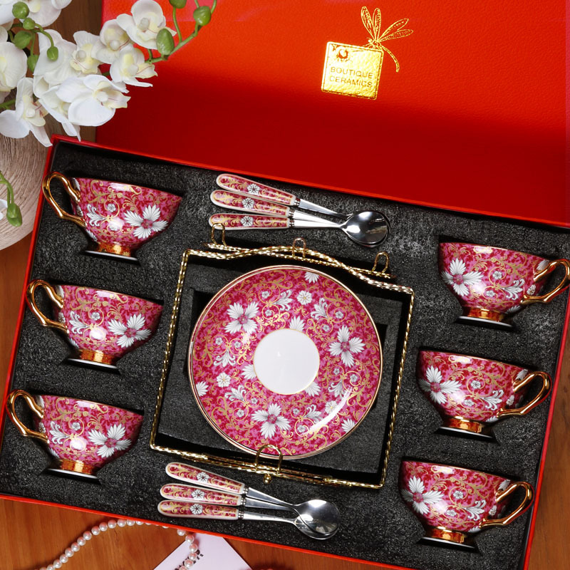Taza de café de porcelana china Taza de estilo europeo exquisita de alta gama Juego de té de la tarde británico de alta gama Caja de regalo