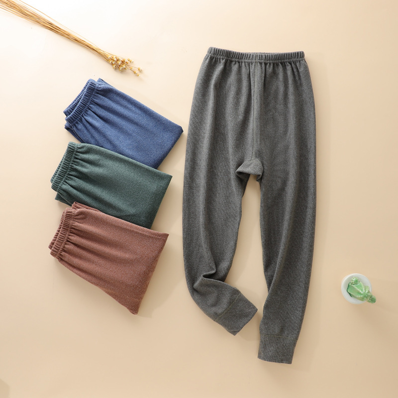 Children's Thermal Pants with No Seams, Brushed Fleece Base Layer Pants for Older Kids and Students, Single Pants for Warmth, Belly Protection, Inner Wear