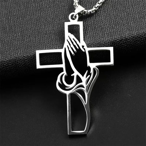 Hot Selling Temu Men and Women Stainless Steel Necklace Pendant Prayer Faith Gift Gift Fashion