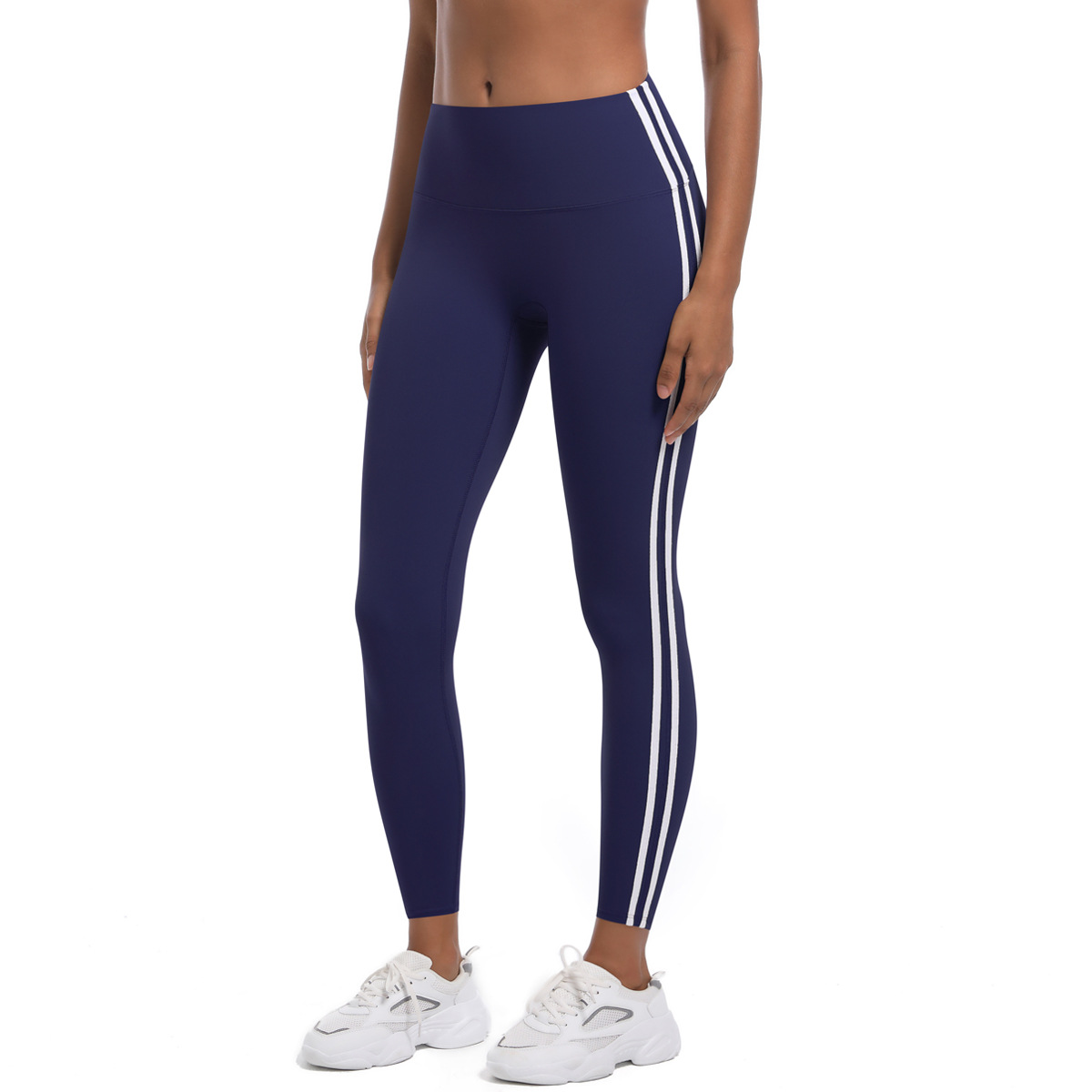 Fitness Sport Style Stripe Nylon Collarless Side Stripe Active Bottoms Leggings display picture 20