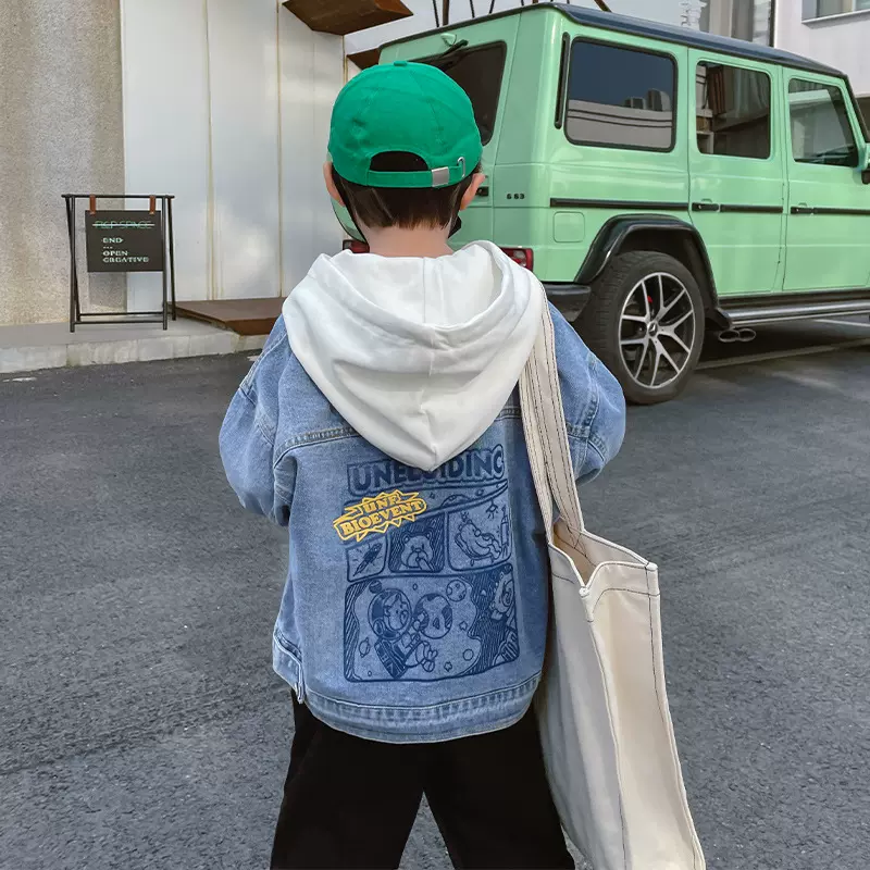 畅果服饰男童牛仔外套春装新款儿童韩版浅色牛仔衣中小童宽松上衣