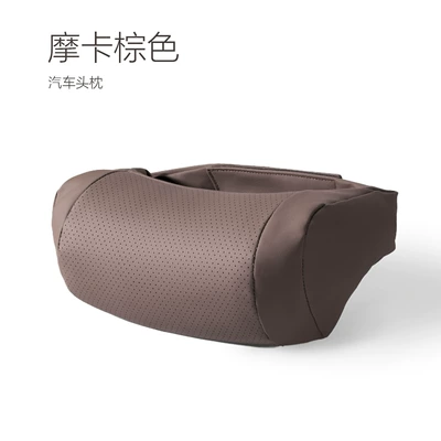 Headrest | Lumbar Cushion, Car Supplies - bone-pillow-nappa-leather-bone-neck-pillow-mocha-brown-single