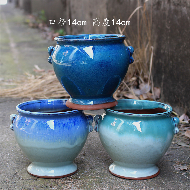 Handmade Coarse Pottery Round Pot with Wide Mouth for Succulents, Taoist-Style Succulent Cluster Pot, Purple Clay Ceramic Plant Flower Pot