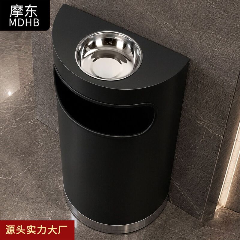 Simple, semi-circular, wall-mounted trash can for hotel lobbies, commercial use, fruit peel bin, and ashtray for shopping malls