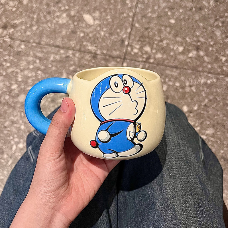 哆啦A梦正版授权马克杯高颜值可爱陶瓷杯子喝水杯咖啡早餐杯儿童|undefined