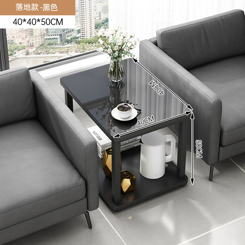 Sofá móvil en el medio de la mesa de té de vidrio de lujo de oficina especial para la sala de recepción 2025 nueva mesa pequeña