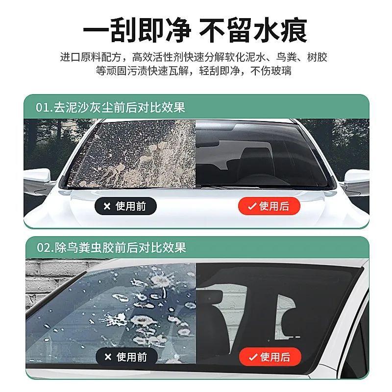 Rongli Green Oil Film Remover Glass Cleaner Car Wiper Fluid Decontamination Coating Anti-Freeze for Winter Temperatures -15 to -40 Degrees