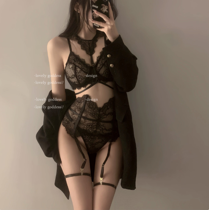 도미 라 섹시 속옷 2024 새로운 섹시한 레이스 작은 가슴 유혹 열정 침대 부끄러움 유니폼 파자마