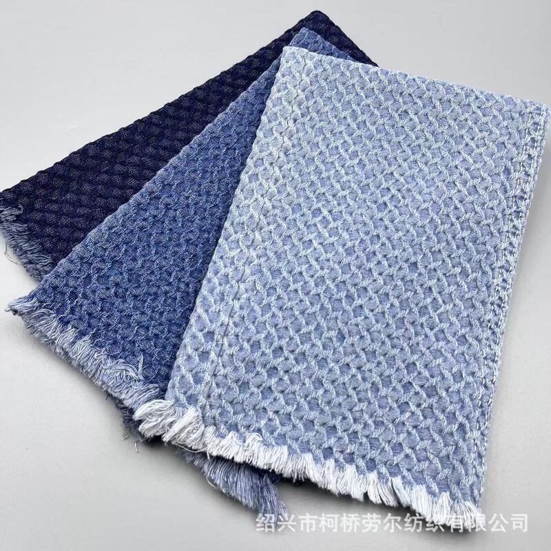 Diamond Pattern 330g Jacquard Denim Fabric Denim Cloth for Men's and Women's Jackets, Straight-Leg Pants, Hats, Handmade Denim Fabric