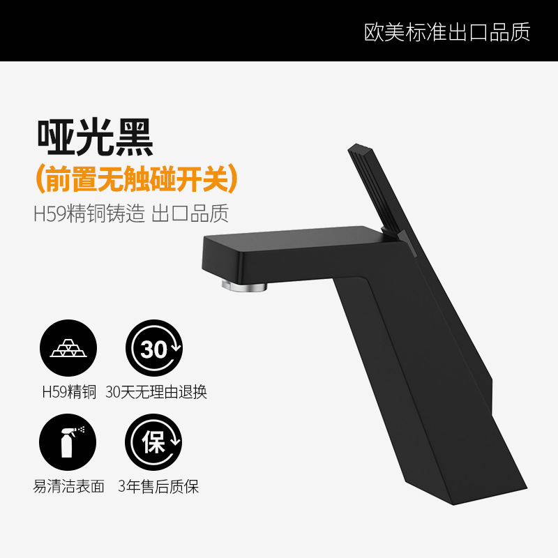 Grifo de cobre para lavabo de baño, color gris bronce, con doble manija para agua fría y caliente, ecológico.