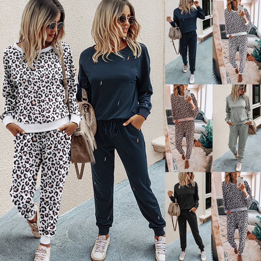 亚马逊 新品货源2020秋季时尚休闲长袖圆领欧美女套装 TZ203S3068